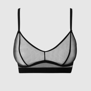 Sheer Black Bralette / Balconette Everyday Lingerie Top - S - New!